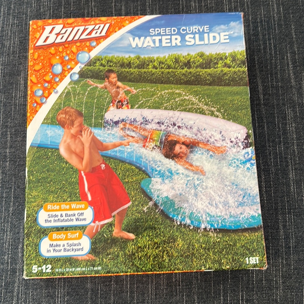 New Banzai Inflatable Speed Curve Backyard Water Slide Slip & Slide Surf Toy